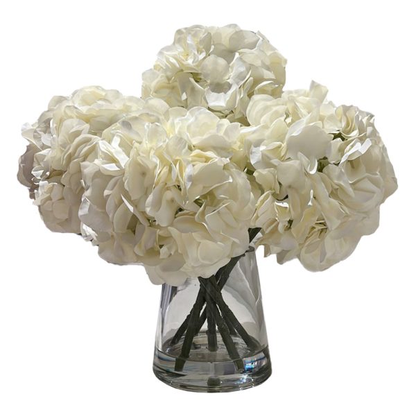 Petite White Hydrangea Centerpiece in Water
