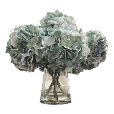 Petite Teal Hydrangea Centerpiece in Water