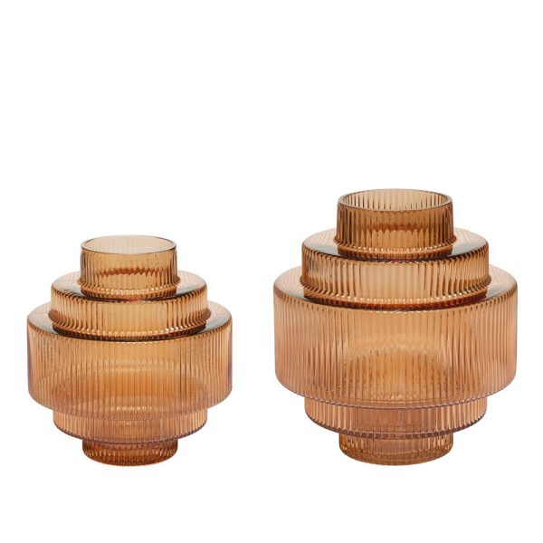 Brown Blown Glass Flowerpot
