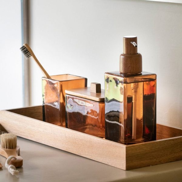 Brown Glass Toothbrush Holder - Image 3