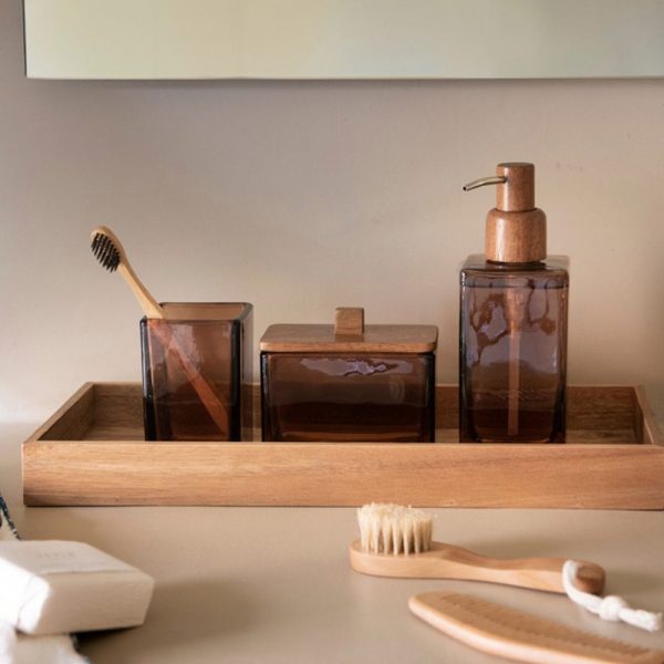 Brown Glass Toothbrush Holder - Image 2