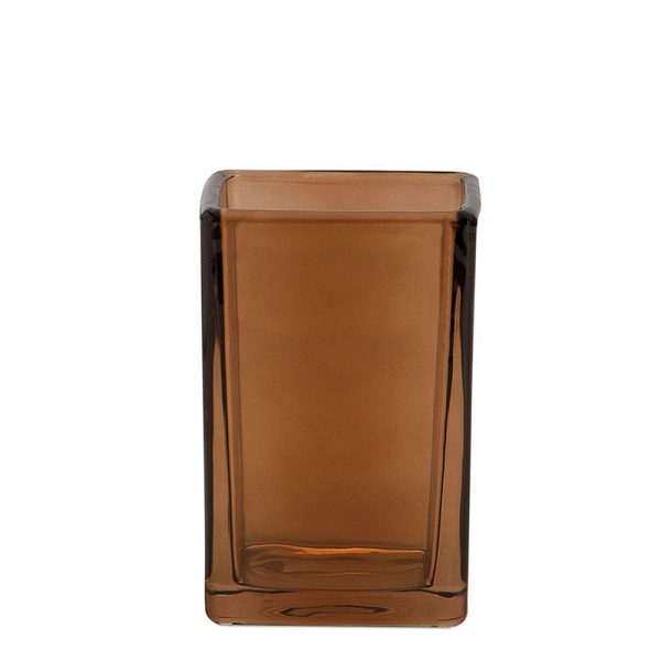 Brown Glass Toothbrush Holder