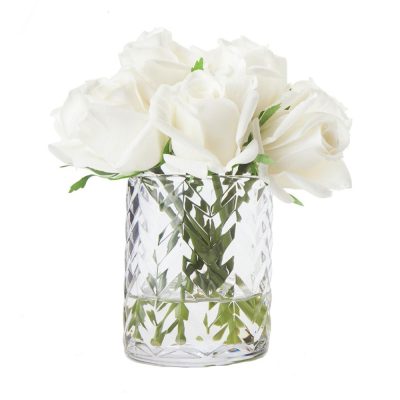 Herringbone Flower - White Rose Buds