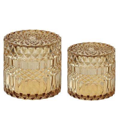 Yellow Glass Jewelry Jar
