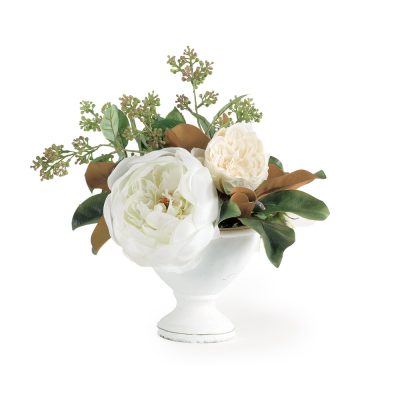 Peony and Rose in Medium White Urn