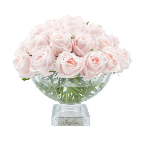 37 Rose Buds in French Pink and Silver Badge