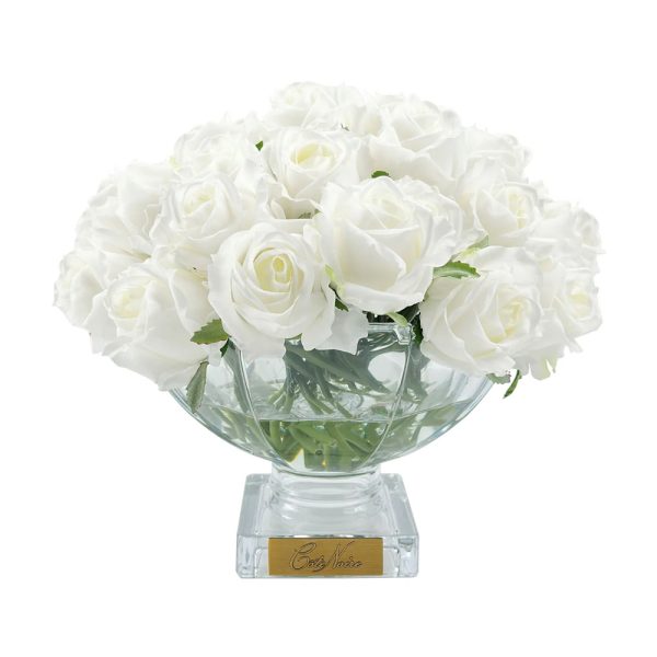 37 Rose Buds in Ivory White and Gold Badge