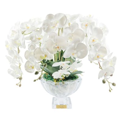 Centerpiece Orchid Ivory White & Gold Badge