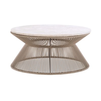 Rope Cocktail Table W/ Travertine Top