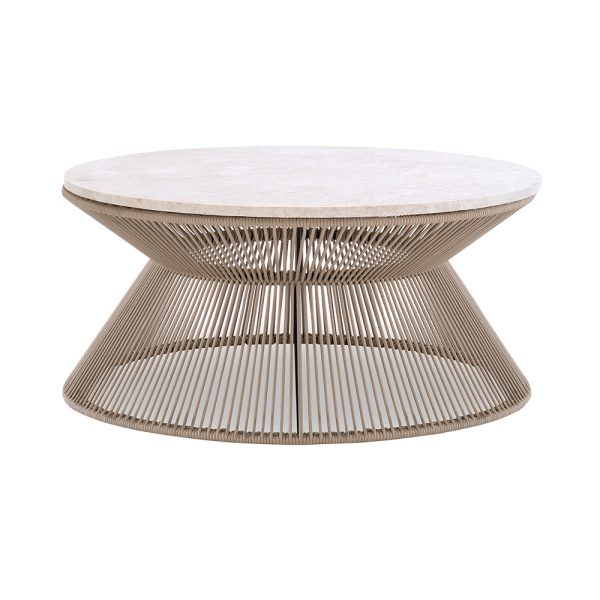 Rope Cocktail Table W/ Travertine Top