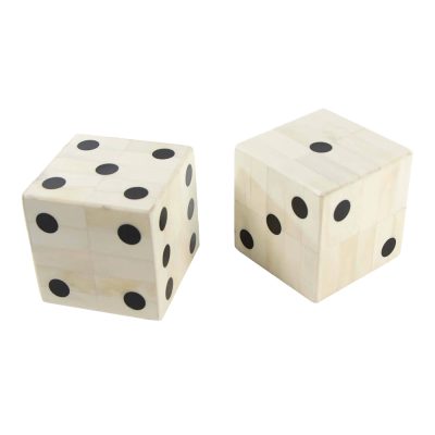 Oversized Bone Gaming Dice Pair