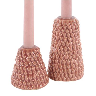 Knobby Coral Pink Taper Holder